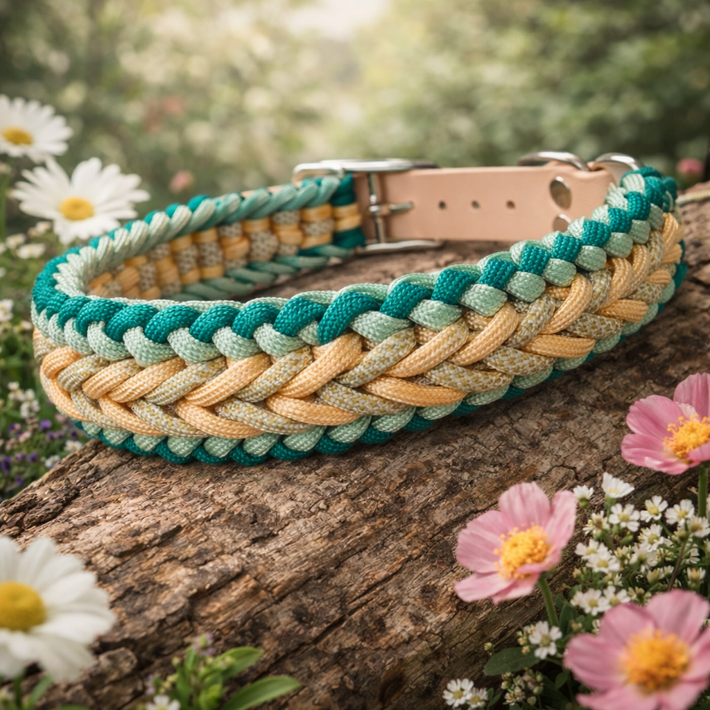 Handgemachtes Paracord-Hundehalsband "Seagrass" – Ansicht 2