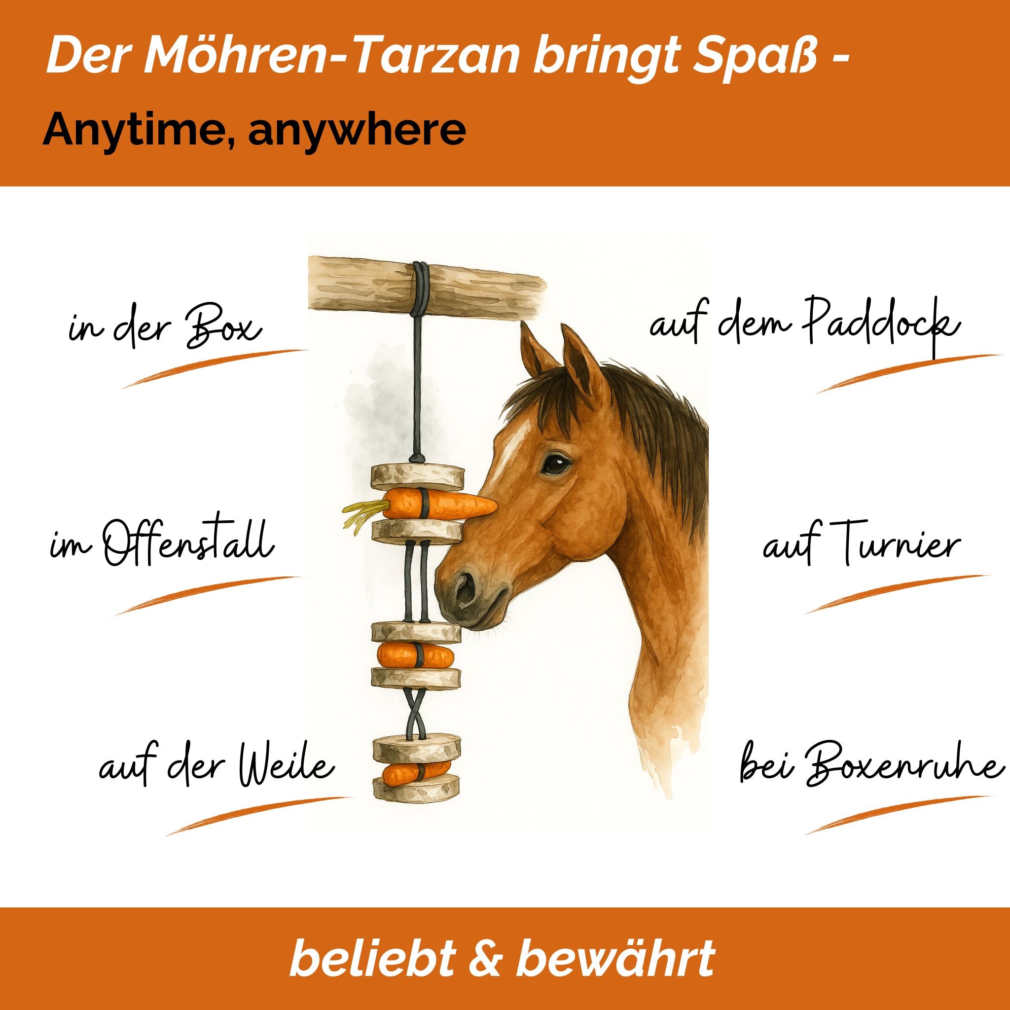 Pferdespielzeug Möhren-Tarzan – Spielzeug für Pferde gegen Langeweile – Pferdebeschäftigung – Ansicht 2