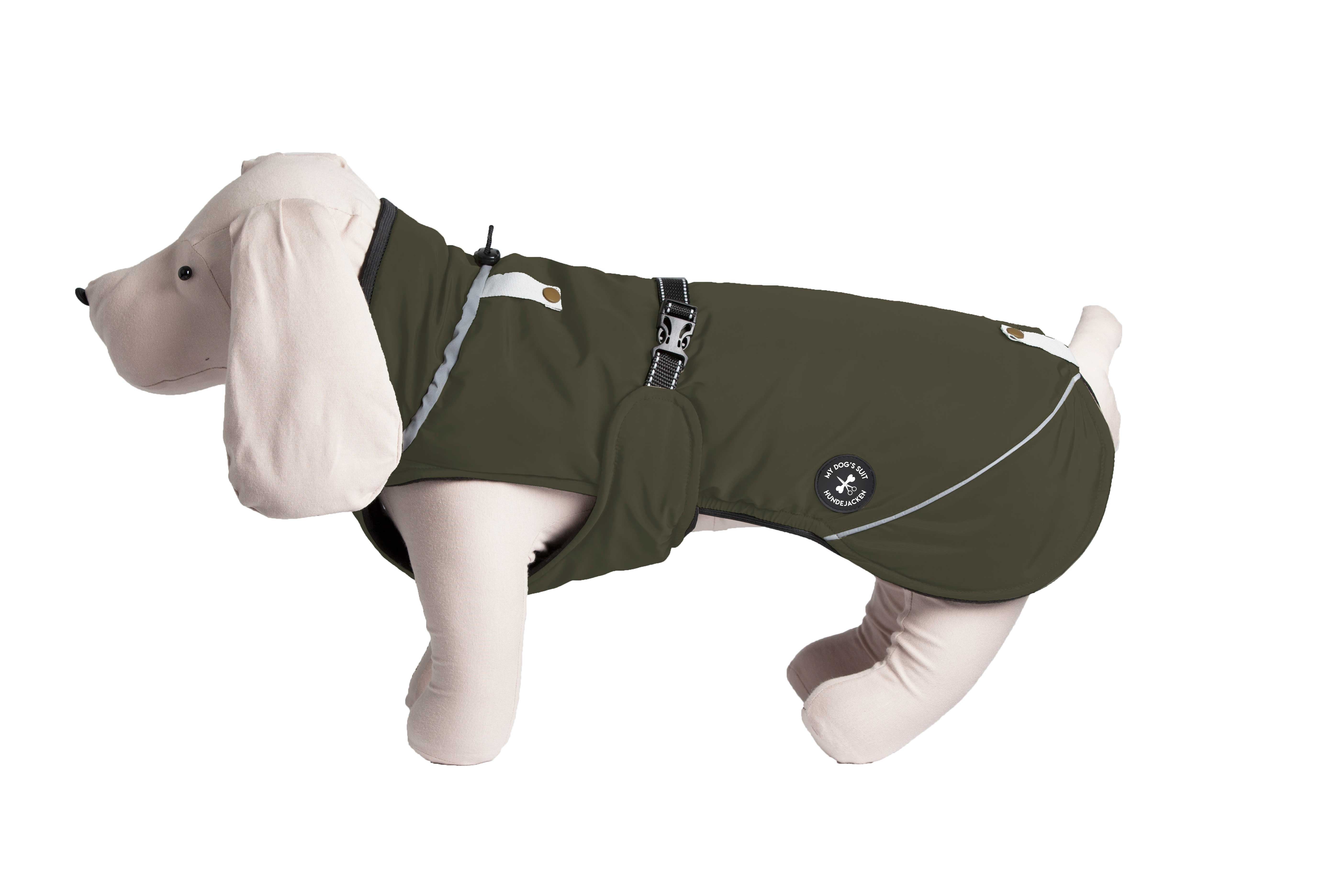 Hundewinterjacke „Moss Green“ – besonders warm - NEU mit Rückenöffnung – Ansicht 2