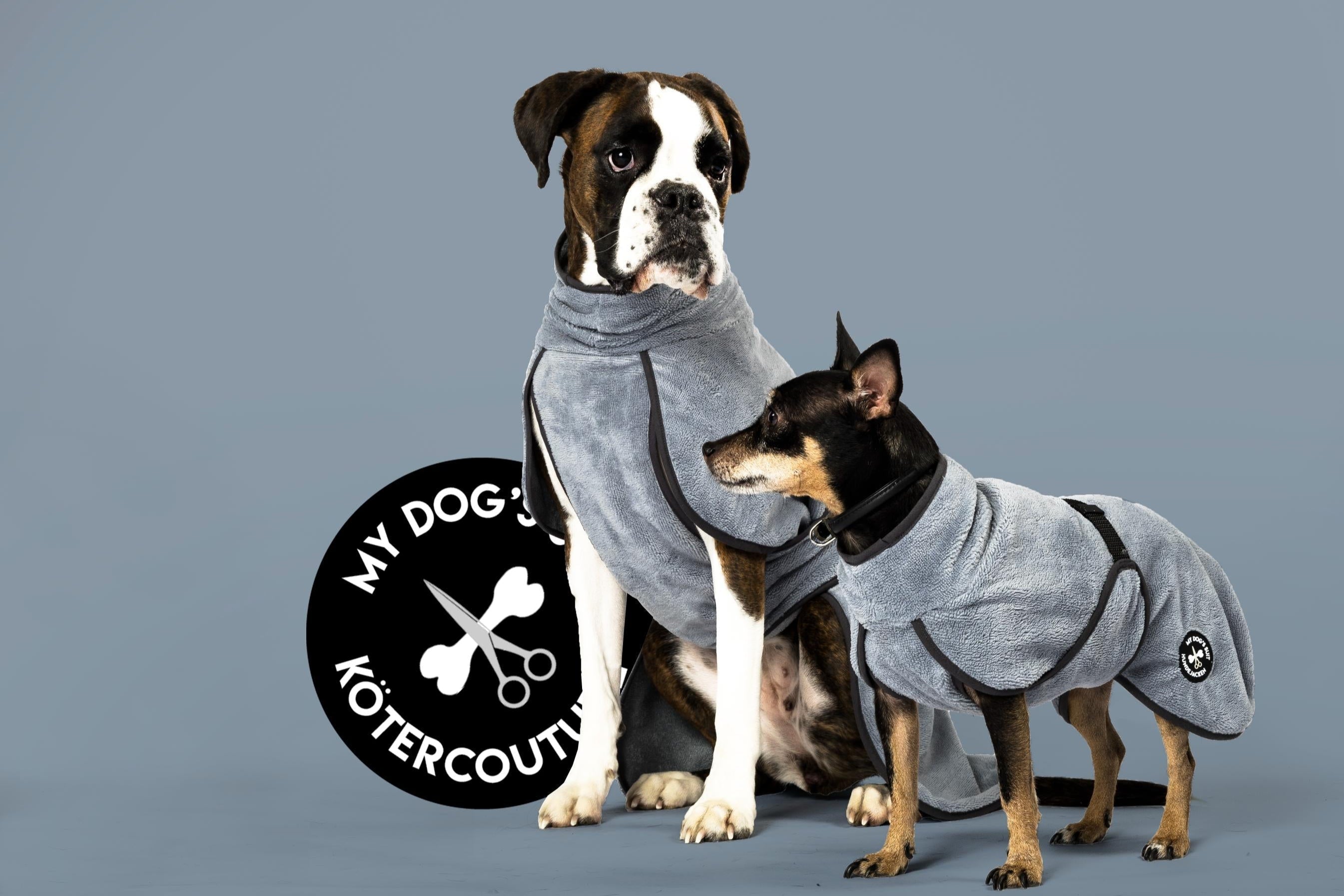 Hundebademantel & Schlafmantel Bambusfrottee (2-in-1) „Ice Grey“ – Ansicht 2