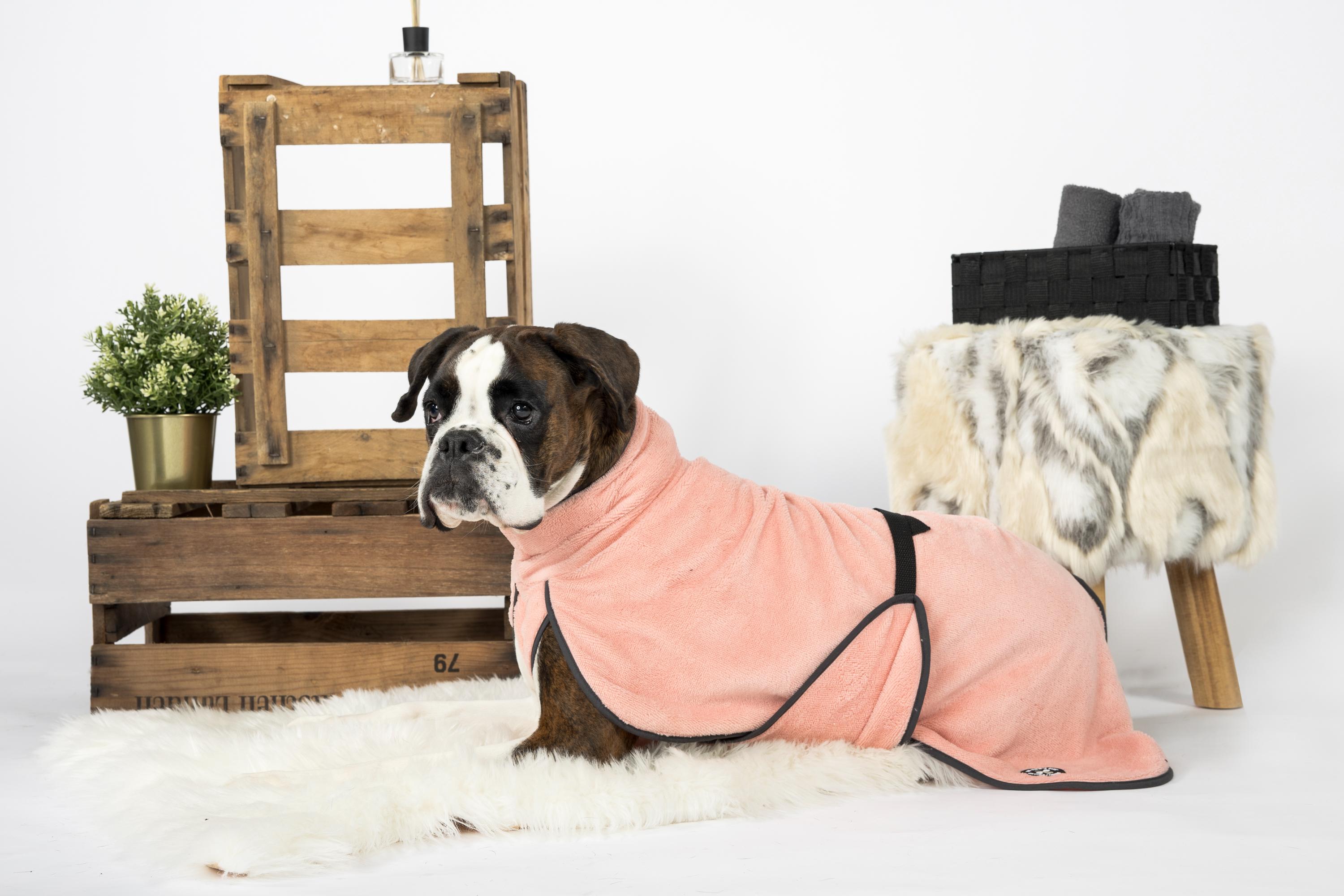 Hundebademantel & Schlafmantel Bambusfrottee (2-in-1) „Luxury Pink“ – Ansicht 2