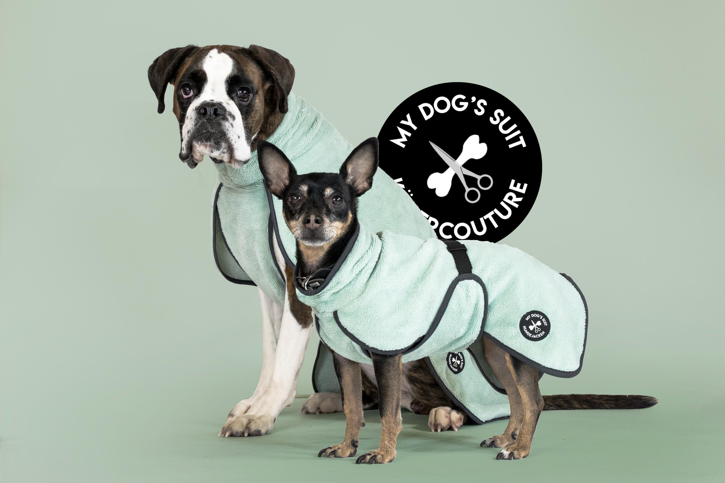 Hundebademantel & Schlafmantel Bambusfrottee (2-in-1) „Velvet Mint“ – Ansicht 2