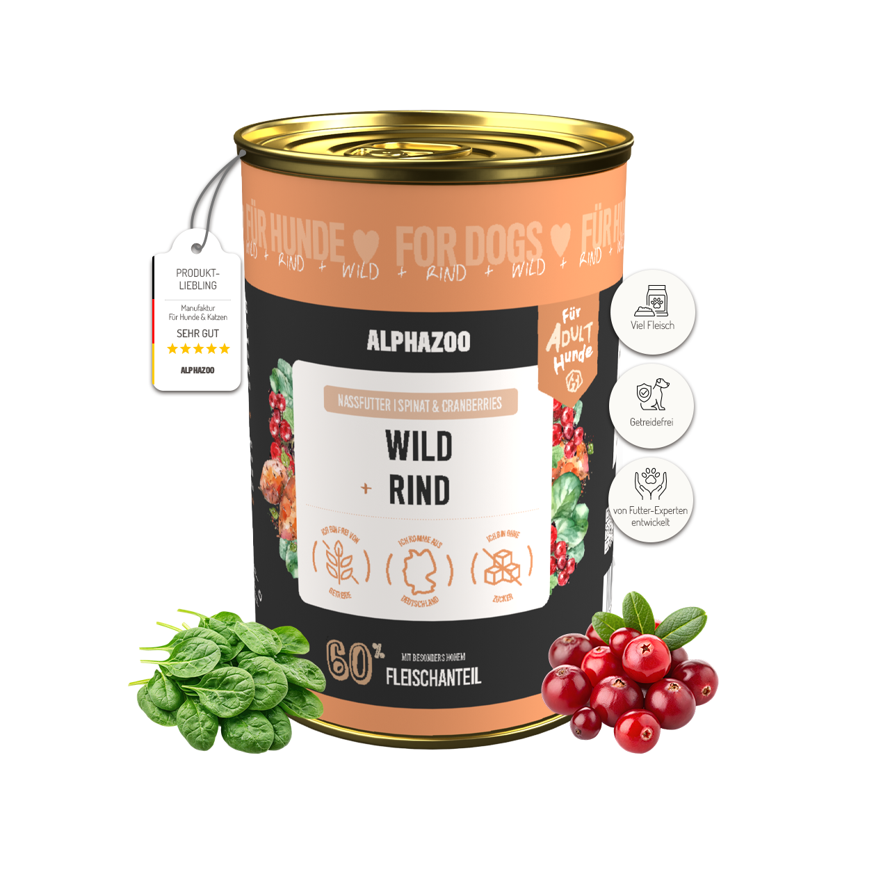 Wild + Rind Nassfutter für Adult Hunde – Ansicht 2