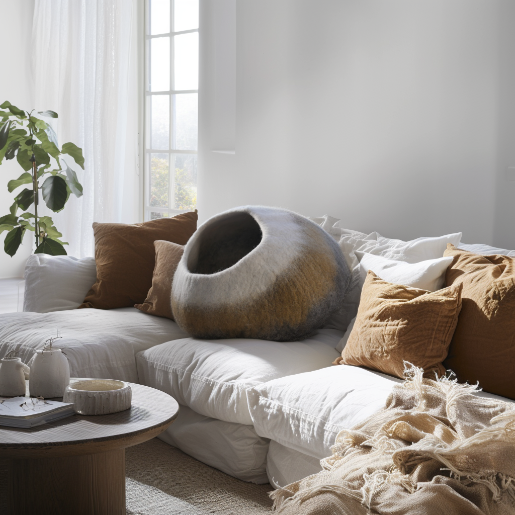 Handmade Wool Felted Cat Cave Color: Mouse Gray