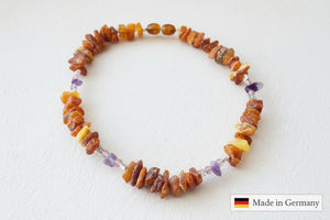 Amberdog® Bernsteinkette mit Amethyst & Rosenquarz 32cm – Ansicht 2