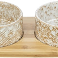 Trixie Set Futternapf / Wassernapf Keramik / Bambus Weiss / Natur