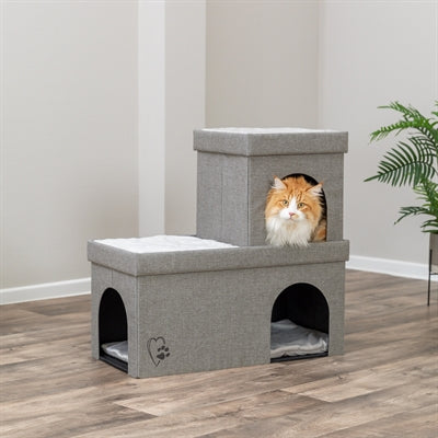 Trixie Katzenkorb/Katzenhaus Kimy Soft 2 Etagen Hellgrau